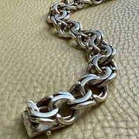 1976 Signed Heavy Swedish Double Curb Chain Silver Bracelet – 8.9 Inch Length