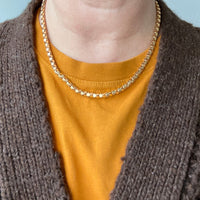 Honeycomb link necklace - Vintage 18k yellow gold, 17.25 inch length