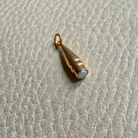 18k Gold Vintage Looking Glass with Pearl - Charm or Pendant