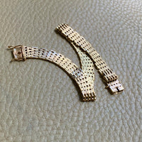 14k gold Danish brick link bracelet - textured and reversible - 7.75 inch length