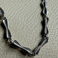 Unique! Chunky Long Sterling Silver Vintage Bow Link Necklace - 35 inch length