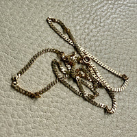 Scandinavian Vintage Pressed Curb Link 18k Gold Necklace - 17.5 inch length