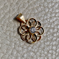 Modernist flower pendant in 18k gold with quartz - Vintage Swedish