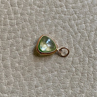18k gold transparent green stone puffy droplet pendant or charm