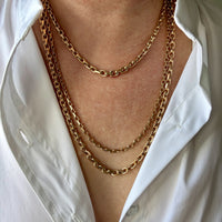 GOLD CHONK! 63g, 5mm width, Vintage Biker Link Necklace - Solid 14k gold- 23.7 inch length