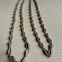 Unique! Chunky Long Sterling Silver Vintage Bow Link Necklace - 35 inch length