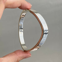 English vintage sterling silver wave form - hinged bangle - size 7