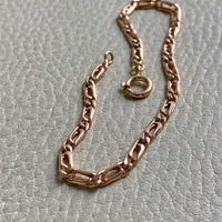 Portuguese Vintage 19.2 Karat Rose Gold Unique Oblong Curb Link Bracelet - 8 inch length
