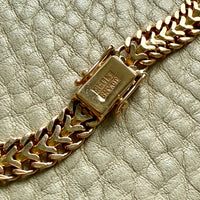 Vintage Swedish Wide Herringbone Link Necklace 18k Gold – 20 Inch Length