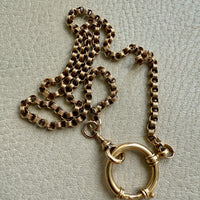 1891 Antique 18k Gold Watch Chain Necklace with Large Bolt Clasp - 18 inch length