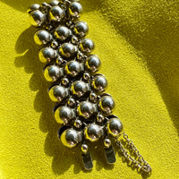 1984 Finnish Triple Row Wide Bubble Link Bracelet in Sterling Silver by Kalevala Koru - 7 inch length