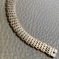 14k gold Danish brick link bracelet - textured and reversible - 7.75 inch length