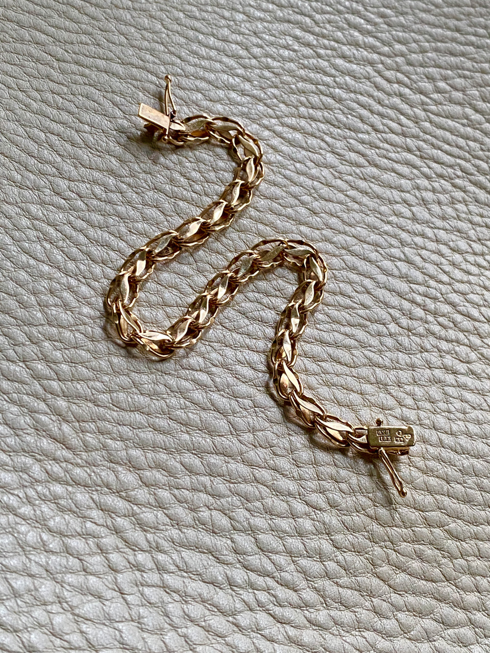 Undulating leaf link bracelet in 18k gold - Swedish vintage 1958 - 7 inch length