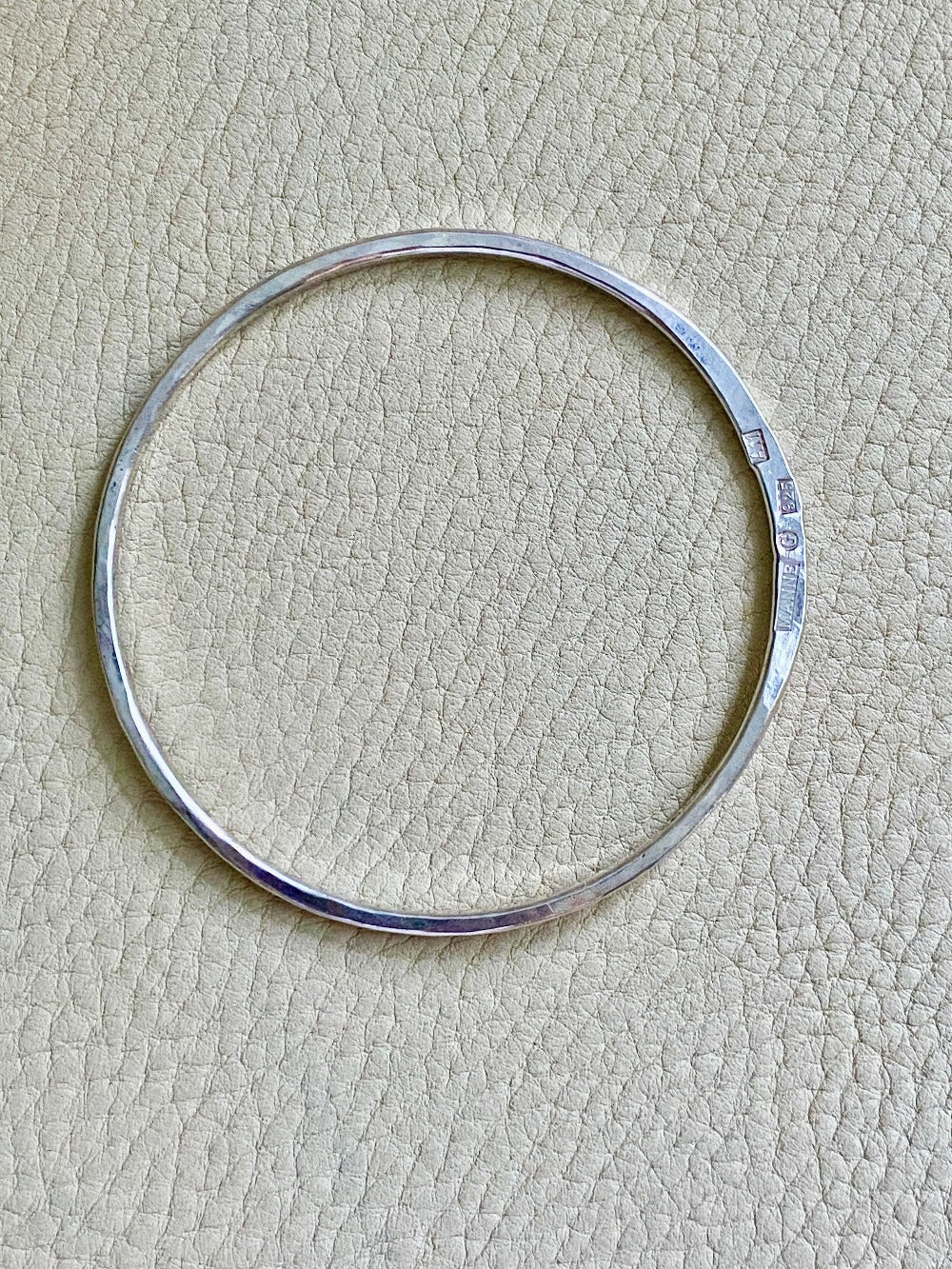 Hand Hammered Vintage Silver Bangle - Interior circumference 8.25 inches