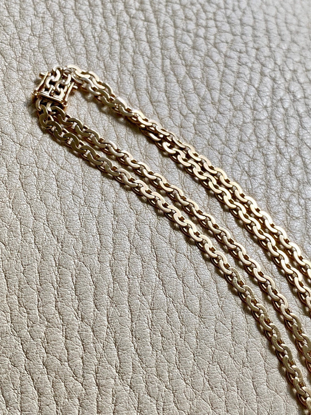 Midcentury era 14k gold Virola Link - Double strand bracelet - 7.25 inch length