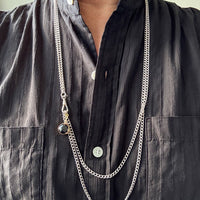 Sterling Silver Longuard Curb Link Chain with Swivel Dog Clip - 31 inch doubled necklace length adjustable