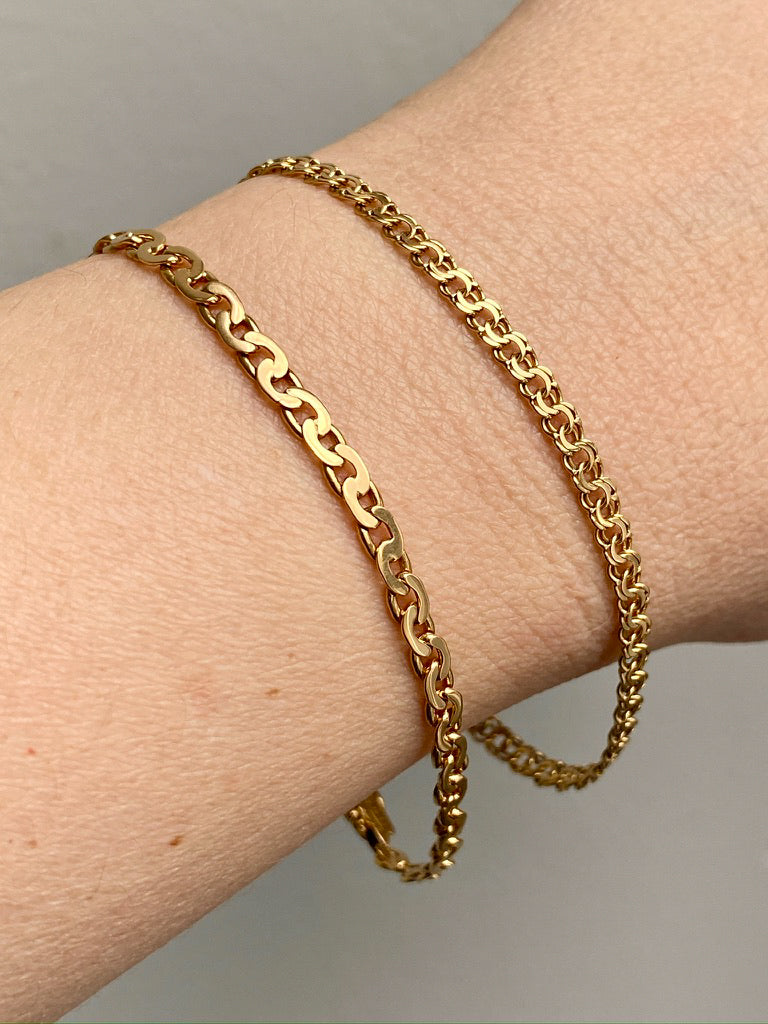 1944 Delicate 18k double-link solid gold bracelet - Göteborg, Sweden - 7.5 inch length