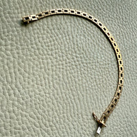 Slinky 18k Gold Vintage Midcentury Brick Link Bracelet - 7.3 inch length