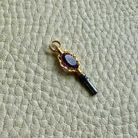 1830 Antique 18k Gold and Purple Amethyst Articulated Pocket Watch Key Pendant Fob