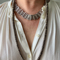 Vintage Taxco Sterling Silver Handmade Link Collar Necklace Mexican Vintage- 16.6 inch length