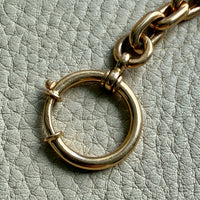 18k Gold Antique Rounded Biker Link Watch Chain Necklace Extender or Bracelet with Large Bolt Clasp - 9.2 inch length