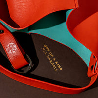 Wedge handbag - French lamb leather in Cherry red - Luxury edition *05