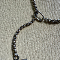 Lariat Style Antique Silver Rolo Link Necklace- 22.25 inch length