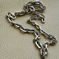 UNIQUE Chunky Sterling Silver Taxco Graduated Link Necklace - 22.9 inch length