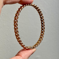 Vintage Hinged Rigid Curb Link Bangle Bracelet in Rosy 14k Gold - 6.75 inch interior