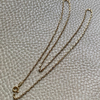 18k Gold Vintage Skinny Elongated Biker Link Chain Necklace - 22.5 inch length