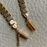 Sensational Vintage Hexagon Link gold necklace made in solid 18k gold - 17.6 inch length