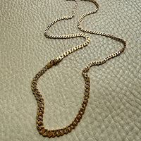 Swedish Vintage 18k Yellow Gold Graduated Pressed Curb Chain Necklace - 20.3 inch length