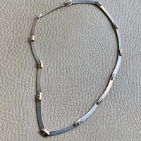 1985 ‘Labyrint’ necklace by Bjorn Weckstrom for Lapponia - Vintage Finnish long bar link choker necklace in sterling silver - 15 inch length