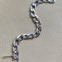 Handmade Chunky Pressed Curb Chain Bracelet in Solid Silver - Vintage Polish - 8.5 inch