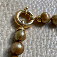 Vintage Cultured Pearl Necklace Graduated Width with 18k gold bolt clasp - 17 inch length