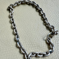 Antique Puffy Oval link Silver Chain with push clasp - 18” length