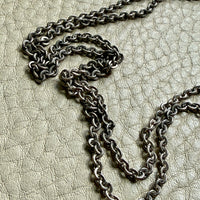 Antique Silver Cable Link Double Strand Necklace - 30 inch doubled length - adjustable