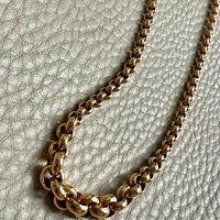 1950s era Vintage Graduated Width Rolo Link Necklace in 18k Gold - 17.75 inch length