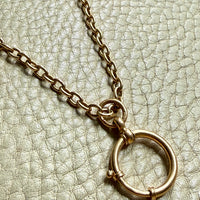 18k Gold antique bolt ring jewelry clasp on a chain