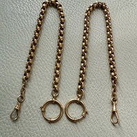 Antique 18k Gold Rolo Link Watch chain Necklace Setup with Large Bolt clasps - 21.75 inch total length