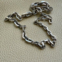 UNIQUE Chunky Sterling Silver Taxco Graduated Link Necklace - 22.9 inch length