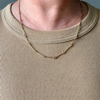 1943 Vintage Geometric 18k Gold Rod Link Necklace - up to 21 inch length