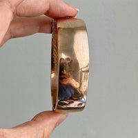 Antique floral engraved wide hinged 9k bangle - Birmingham, England
