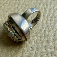1972 Egyptian Revival Scarab Beetle Ring in Sterling Silver – Size 5.25