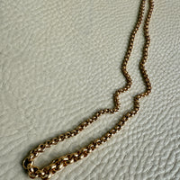 1950s era Vintage Graduated Width Rolo Link Necklace in 18k Gold - 17.75 inch length