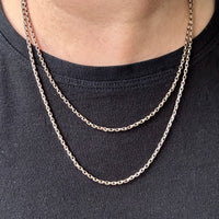 REDUCED! Antique Longuard Oval Belcher Chain in Pale Yellow 7k gold - 20 inch necklace length