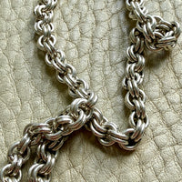 Vintage Silver Double Rolo Link Necklace – 16 Inch Length