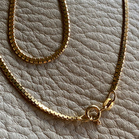 Sleek Italian vintage chain- 18k gold zigzag link necklace - 16.5 inch length