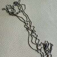 Early 1900s Antique PLATINUM Link Longuard Chain Necklace with Dog Clip - 31-62 inch length