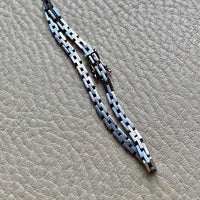 1950s 18k White Gold Vintage Slim Brick Link Bracelet - 7 inch length
